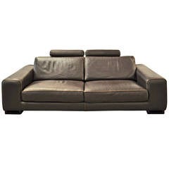 Roche Bobois "Chocolat" Upholstered Leather Sofa