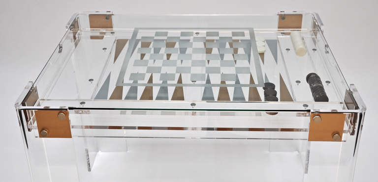 American Chess, Checkers, or Backgammon - Lucite Game Table
