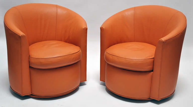 Finest quality pair of leather club chairs. Custom made.
Price is for the pair. Designed for comfort with attention to detail. Top quality materials and design.