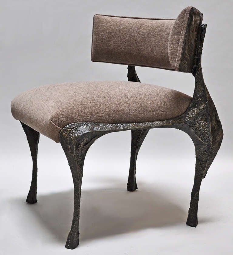 Paul Evans (American 1931-1987) Rare Pair of Sculpted Bronze Chairs In Excellent Condition In Los Angeles, CA