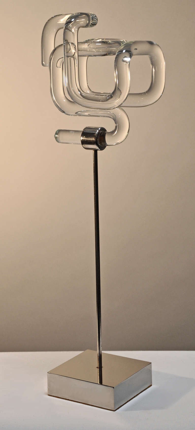 Modern Hans Godo Frabel (1941-) Glass and Steel Sculpture (1975)