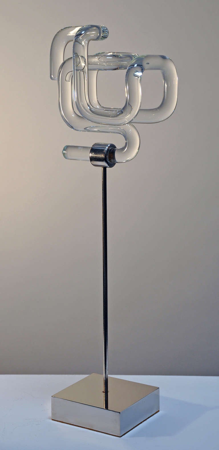 Hans Godo Frabel:  abstract glass and steel sculpture. Signed and dated: 1975. Frabel's work is included in many major museum and private collections.