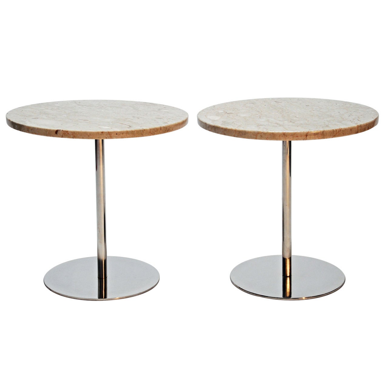 Nico Zographos Marble and  Steel Side Tables
