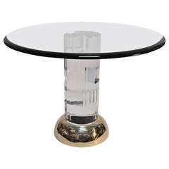 Game or Dining Table in Glass, Lucite and Cast Bronze