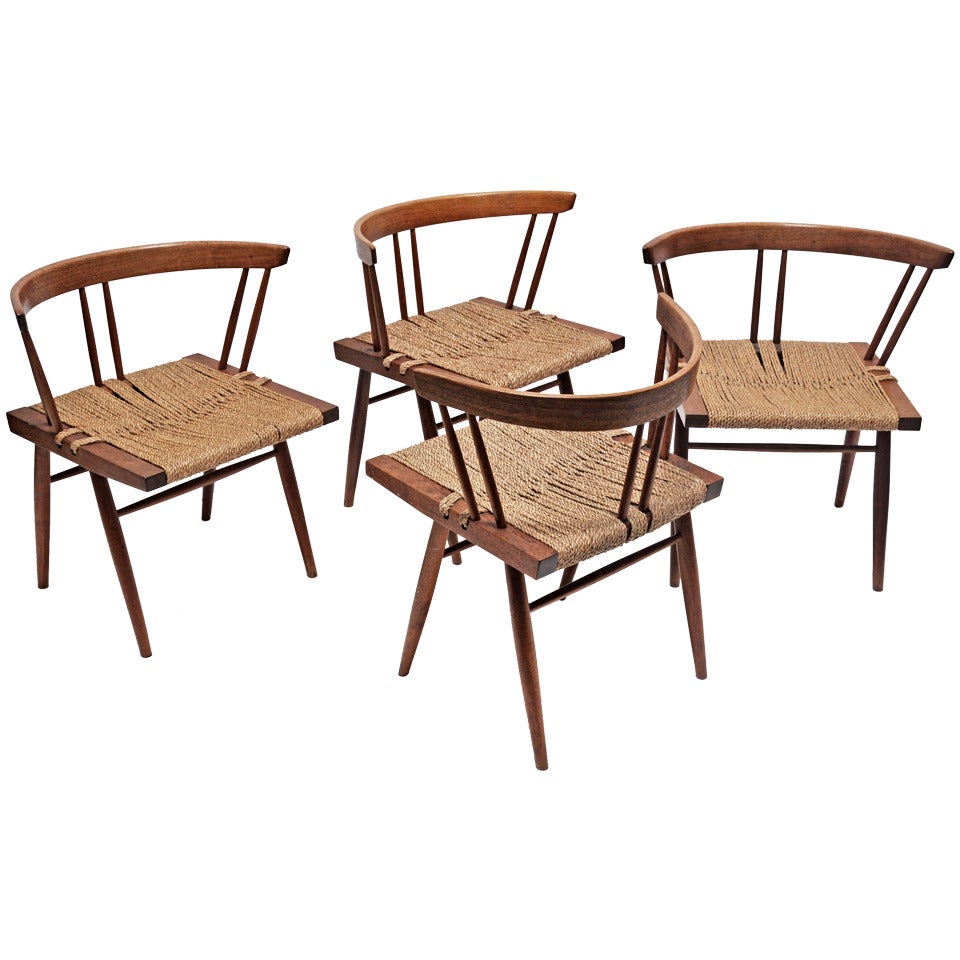 Four Grass Seated Chairs, George Nakashima