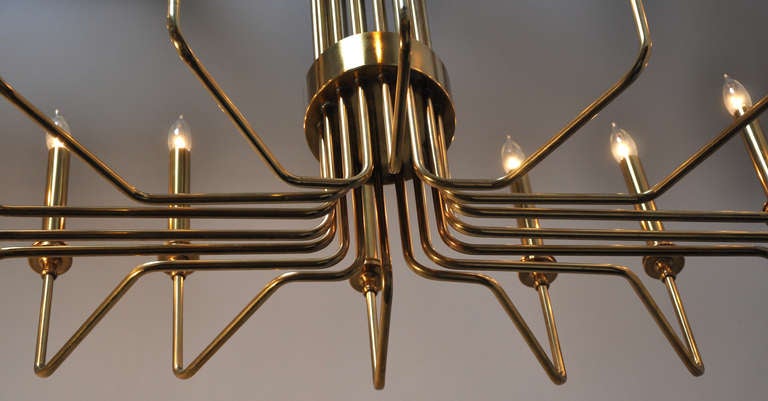 American Chandelier Brass, 16 Candle Lights, circa 1950s
