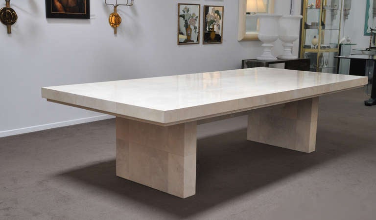 American Karl Springer (1931-1991) Large Goatskin Clad Dining Table