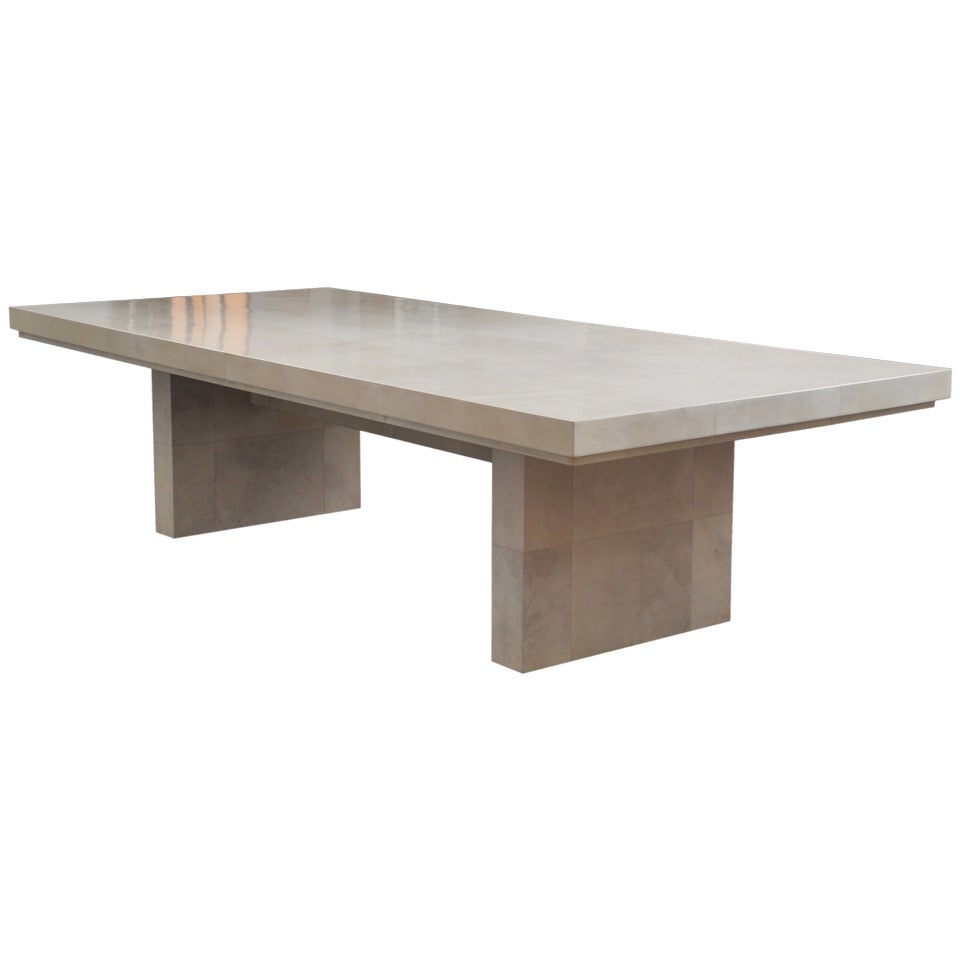 Karl Springer (1931-1991) Large Goatskin Clad Dining Table