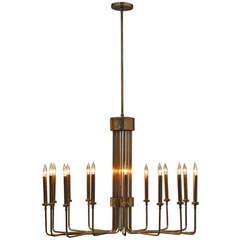 Chandelier Brass, 16 Candle Lights, circa 1950s