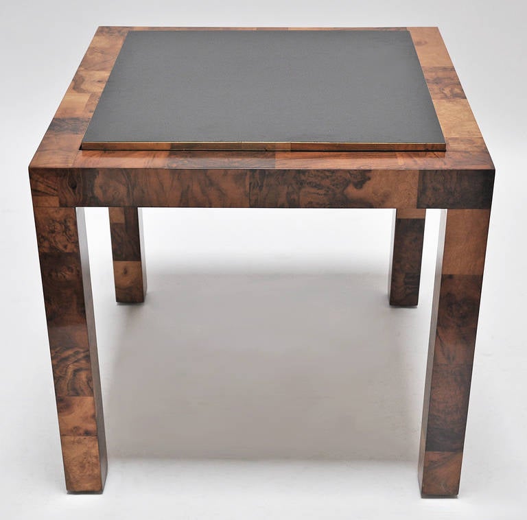 American Paul Evans Patchwork Burl and Polished Brass Game Table