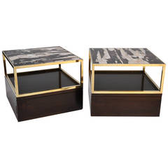 Bronze, Petrified Wood with Finished Walnut Night Stands or End Tables