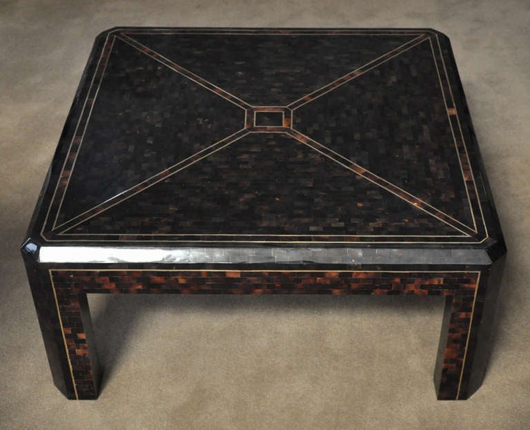 Mid-Century Modern Maitland-Smith : Coffee Table - Tessellated Horn and Brass