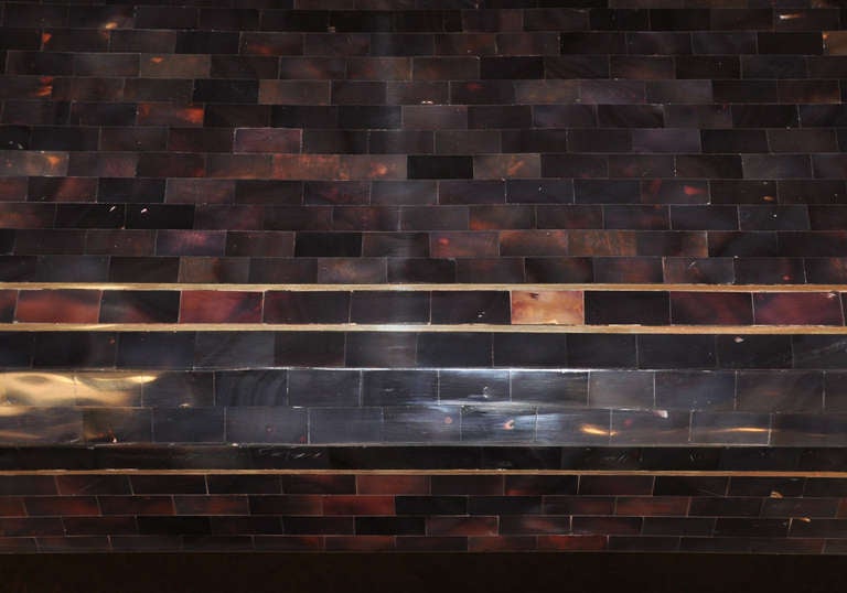 American Maitland-Smith : Coffee Table - Tessellated Horn and Brass