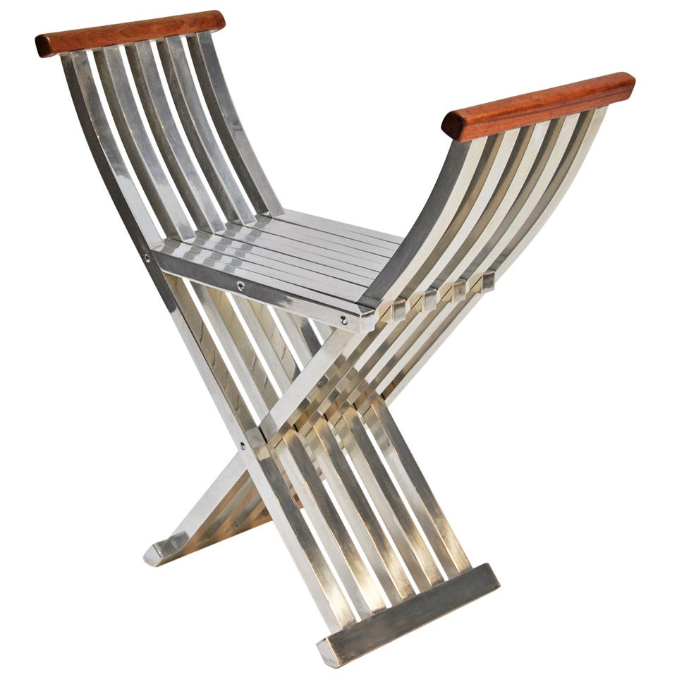 John Vesey Classic Aluminum Bench with Finished Wood Armrests