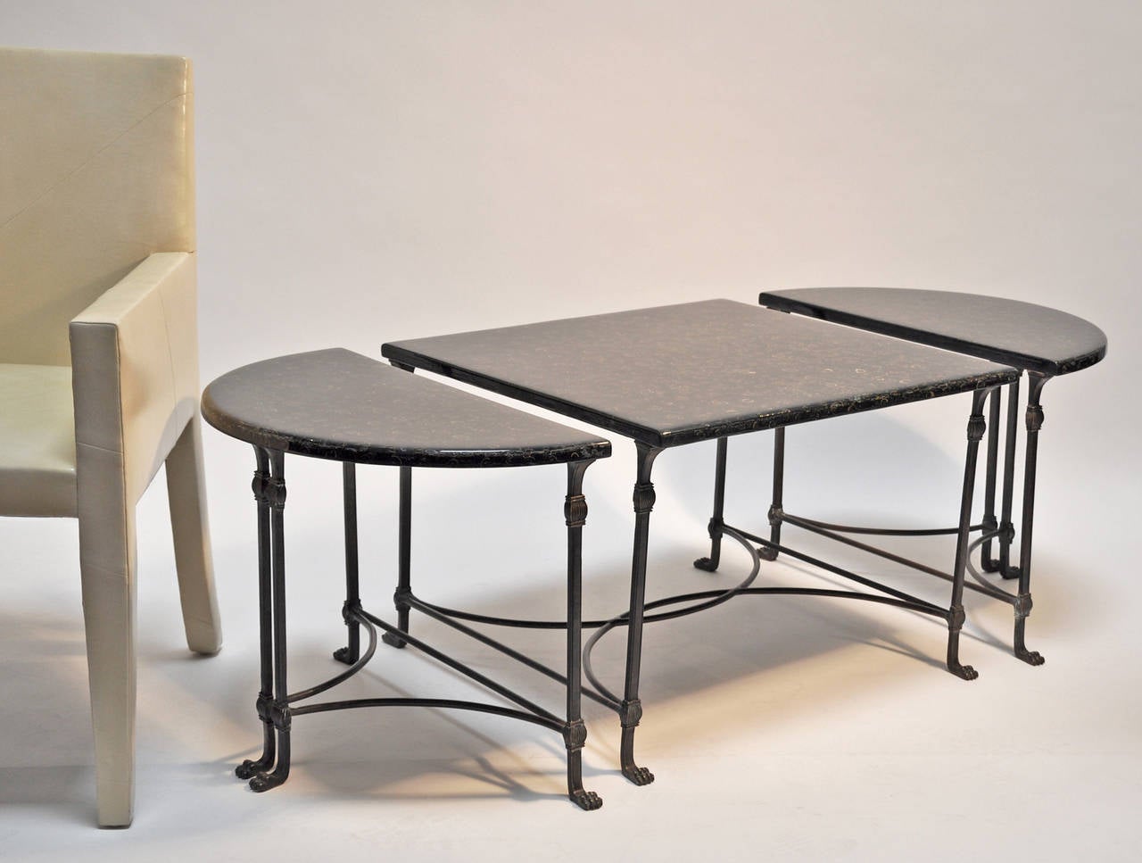 Italian Three Part Bronze and Lacquered Wood Coffee Table at 1stDibs