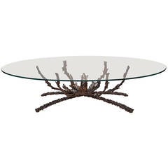 Signed: Daniel Gluck Bronze and Glass Coffee Table