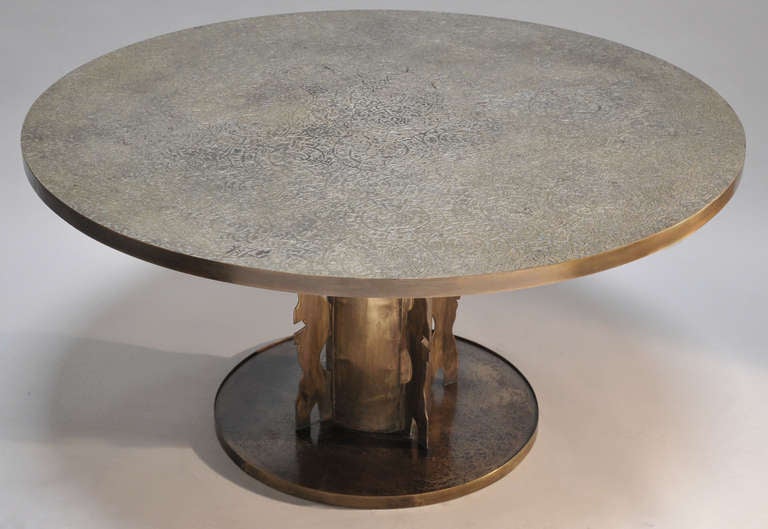 Mid-Century Modern Rare - Signed - Philip and Kelvin LaVerne Bronze Table
