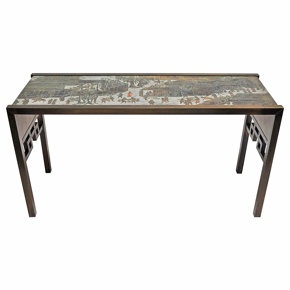 Rare Signed Philip and Kelvin LaVerne Console Table