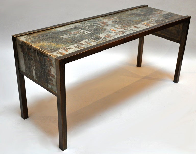 Late 20th Century Philip and Kelvin LaVerne Signed Bronze Console Table