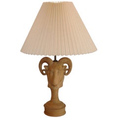 Italian Terracotta Rams Head Table Lamp