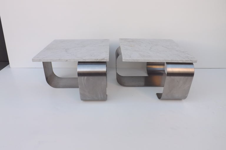 Francois Monnet Stainless Steel Side Tables
