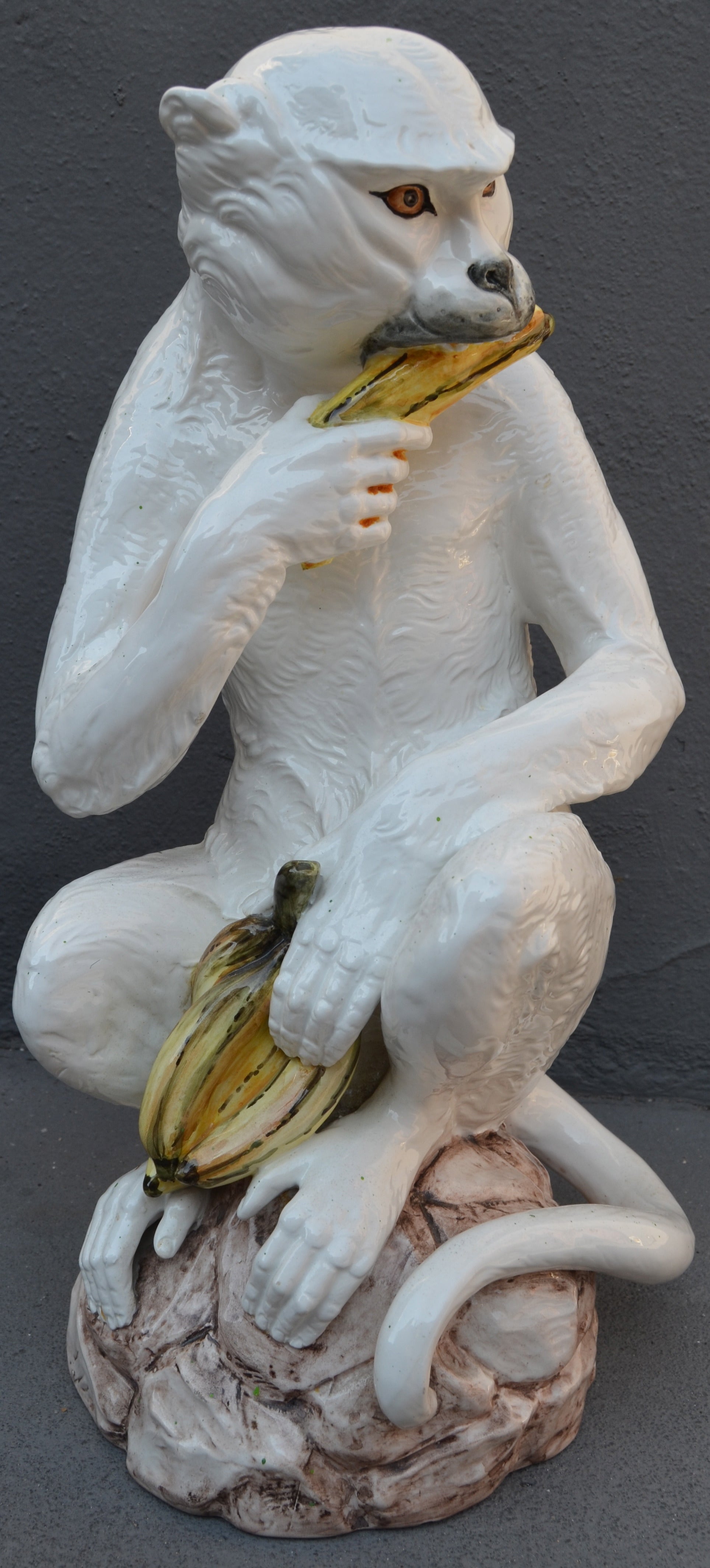 Large Italian Ceramic Monkey with Banana