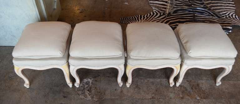 French Maison Jansen Set of Four Stools in Linen