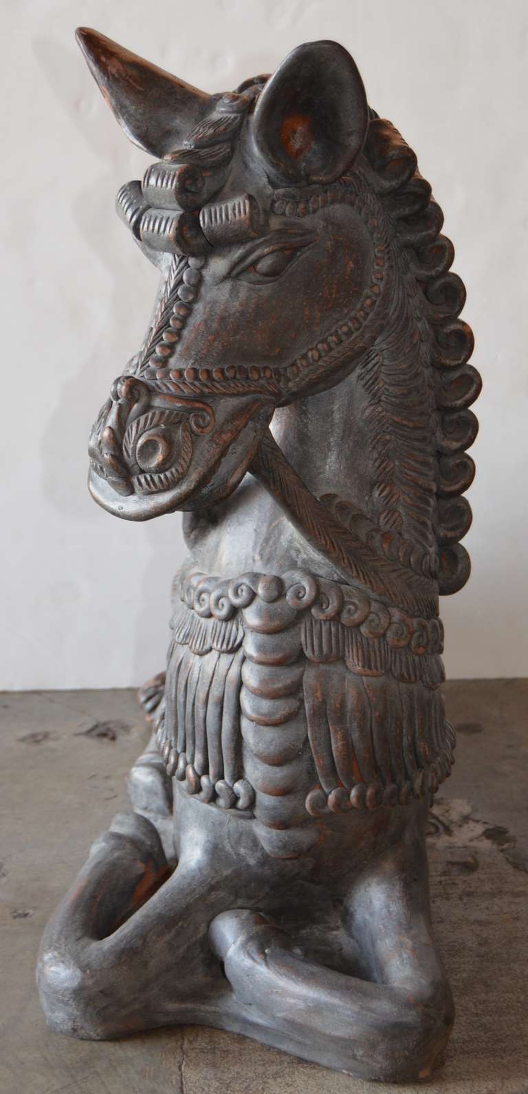 Italian Ugo Zaccagnini Terracotta Horse Sculpture For Sale