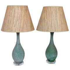 Cenedese Scavo Table Lamps with Raffia Shades