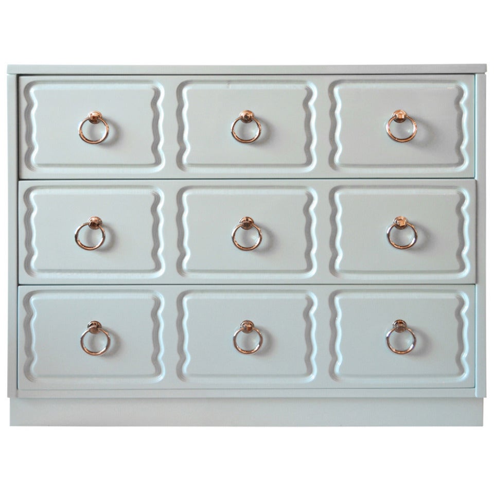 Dorothy Draper Style Chest in Tiffany Box Blue For Sale