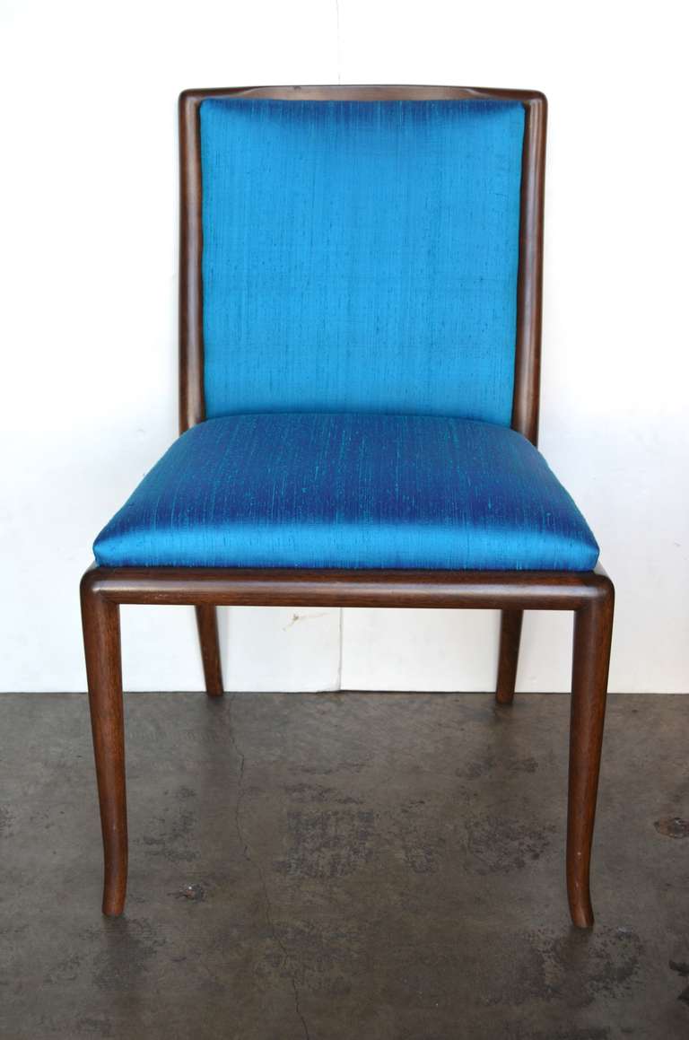 Mid-Century Modern Robsjohn Gibbings Occasional Chair in Blue Silk