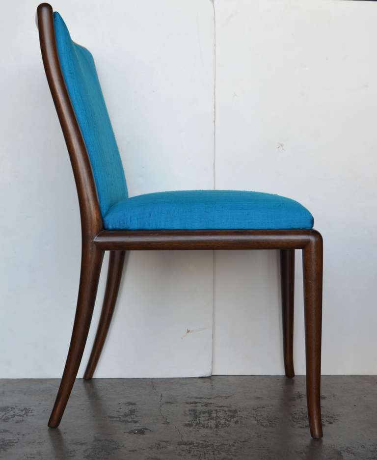 American Robsjohn Gibbings Occasional Chair in Blue Silk