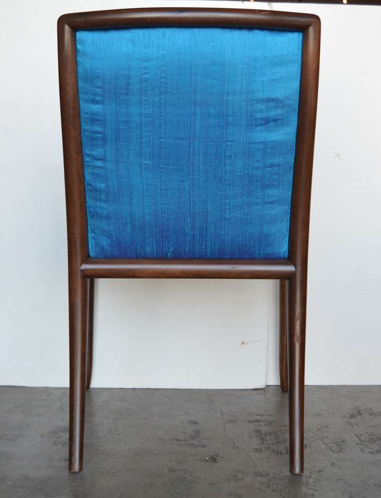 Robsjohn Gibbings Occasional Chair in Blue Silk In Excellent Condition In Palm Springs, CA