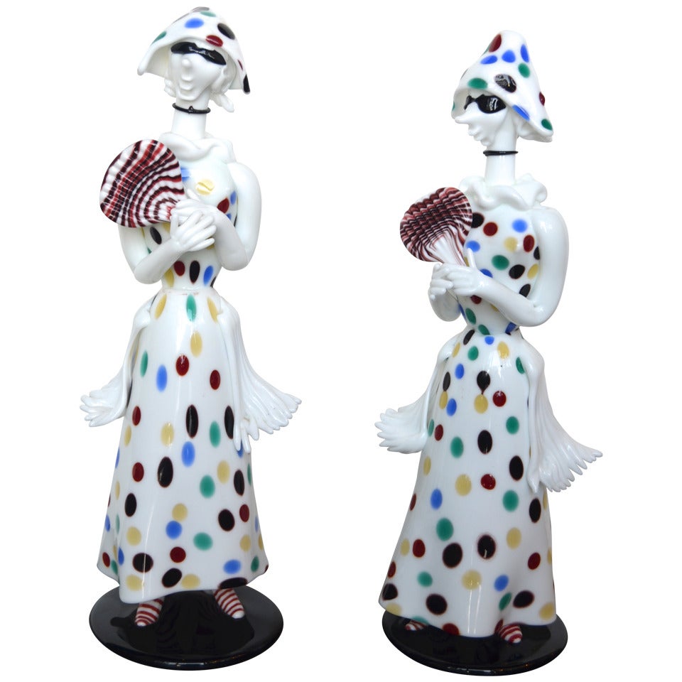 Rare figurine « Commedia Dell » de Fulvio Bianconi pour Venini en vente