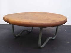 Rare Walter Lamb Side Table with Round Wood Top