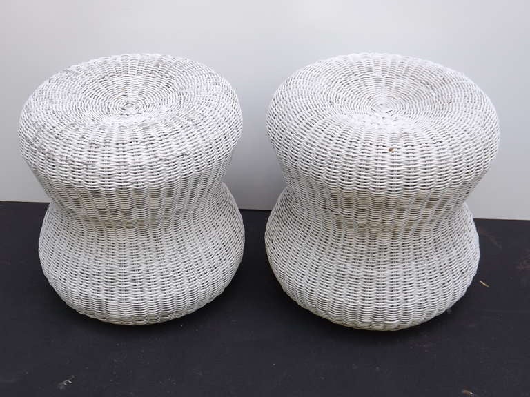 Eero Aarnio White Wicker Stools