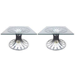 Russell Woodard Pair of Polished Aluminum Side Tables