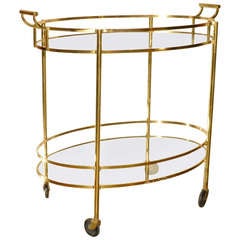 Oval Brass Two Tier Cocktail Cart