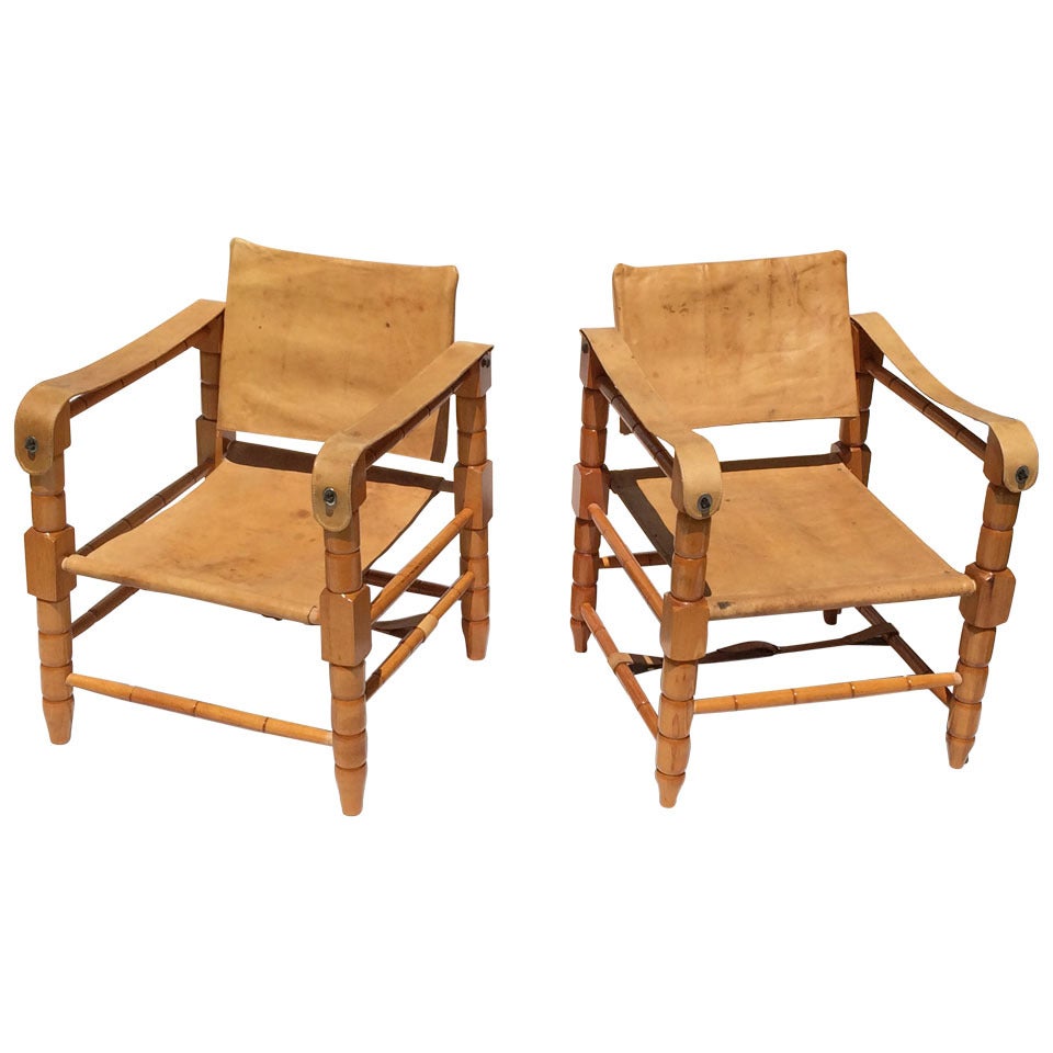 Kaare Klint "Safari" Chairs in Leather