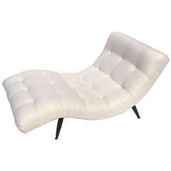 Adrian Pearsall Biscuit Tufted Undulating Chaise Longue in White Silk