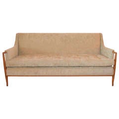 T. H. Robsjohn-Gibbings Sofa in Sage Velvet