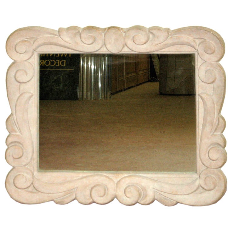 French 1940s Serge Roche Style Plaster Wall Mirror For Sale