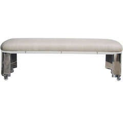 Karl Springer Lucite Prisma Leg Bench in Tussah Silk