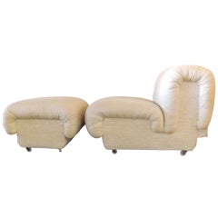 Paul Evans Studio Chair and Ottoman in Haitian Cotton