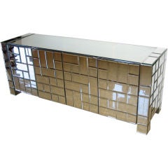 Spectacular Mirrored Tile Credenza in the style of David Hicks