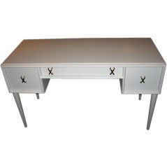 Paul Frankl Desk with "X" Pulls in White Lacquer