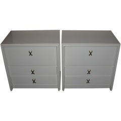 Pair of Paul Frankl "X" Pull Night Stands in White Lacquer