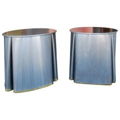 Pair of Steel and Brass Drape Tables like John Dickinson
s