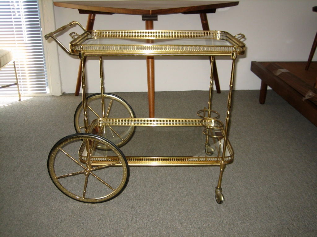 A lovely brass barcart.<br />
In our NJ gallery.