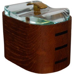 Pietro Chiesa for Fontana Arte Glass Wood and Brass Covered Box